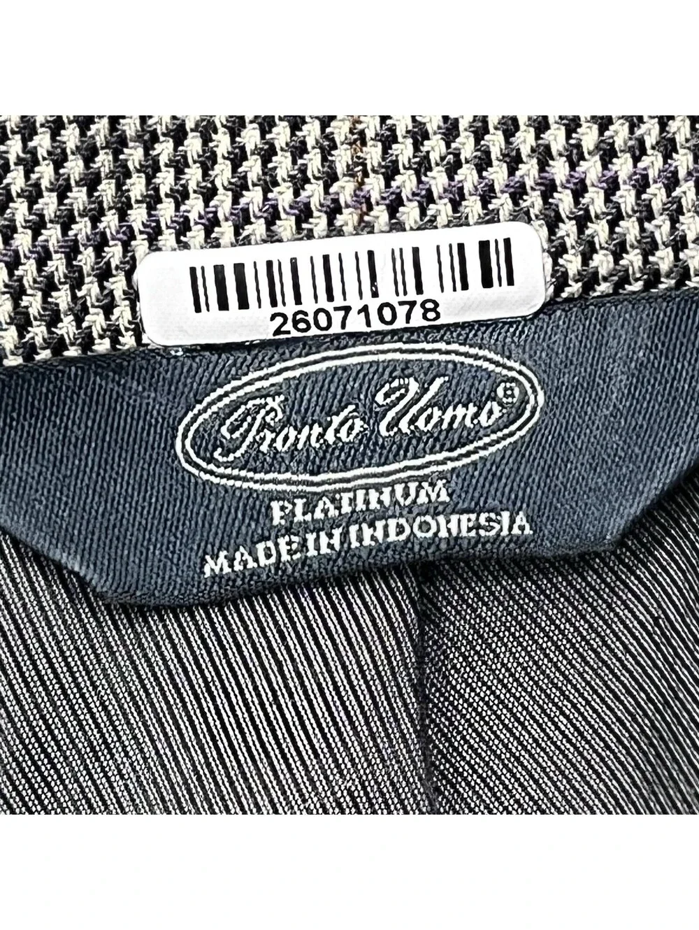 Pronto Uomo Platinum Houndstooth Sport Coat Blazer 48R Black White Purple Wool